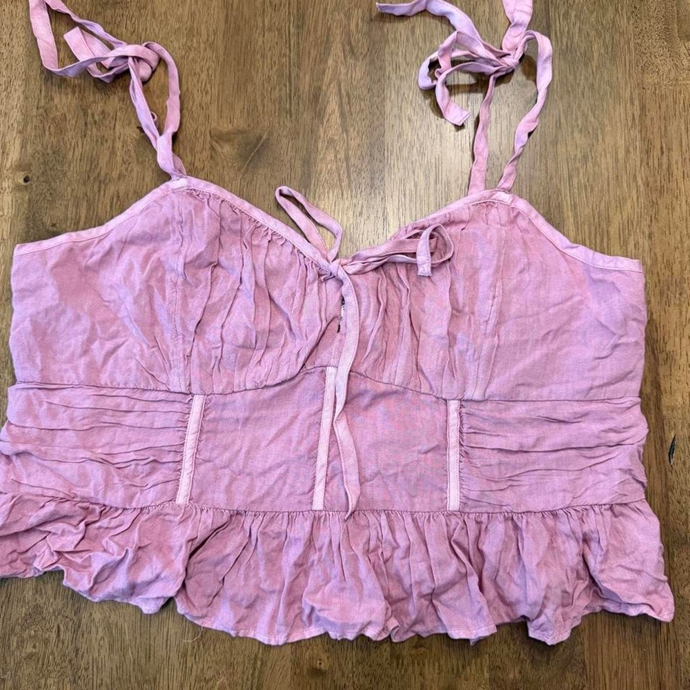 American Eagle Women's Pink Smocked Corset Peplum Sweetheart Cami Top XL